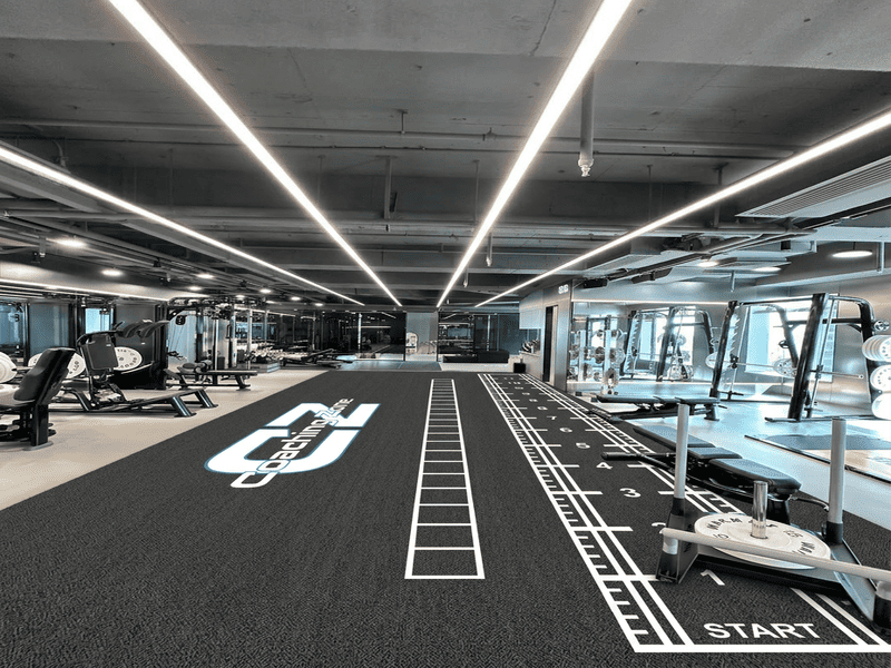 Gym turf installation process with focus on precision